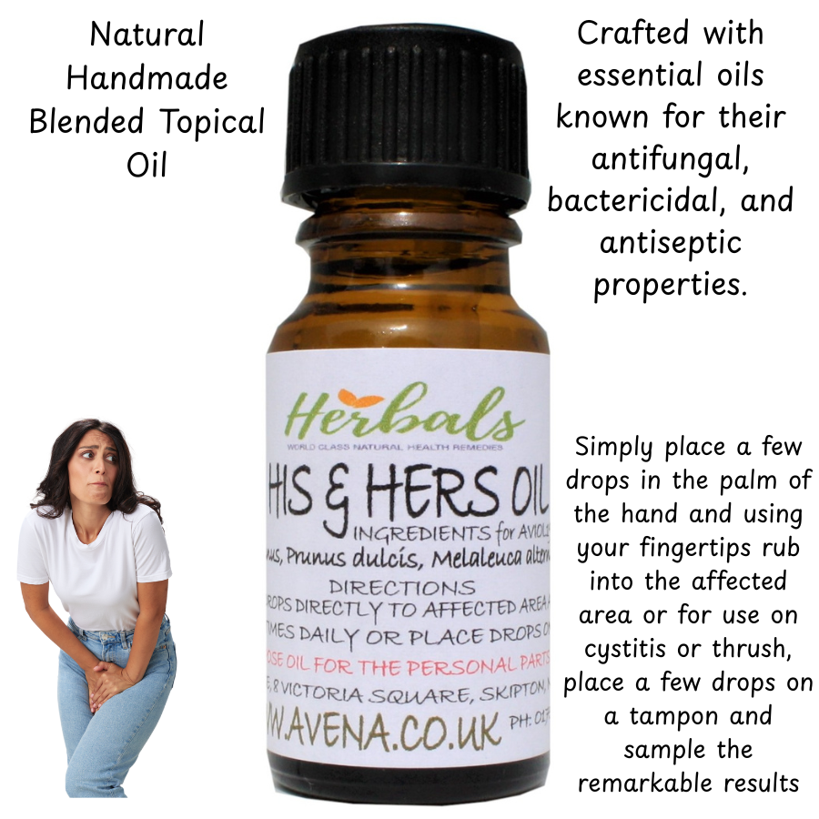 Natural Antifungal Topical Oil 10ml/30ml – Thrush, Cystitis, Candida, Yeast – Handmade in UK