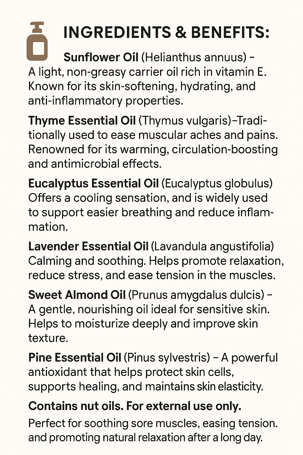 SCI herbal Oil ingredients sciatica pain relief