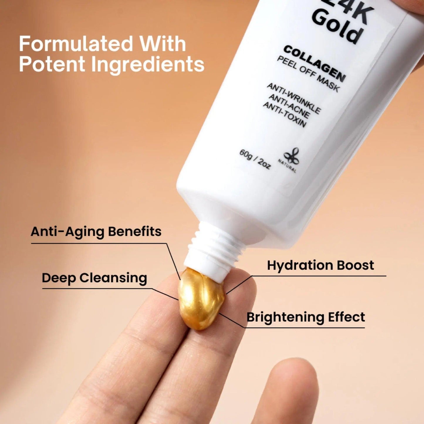 Ammuri 24K Gold Face Mask - Collagen Peel Off Treatment - Herbalshire Handmade Herbal Products