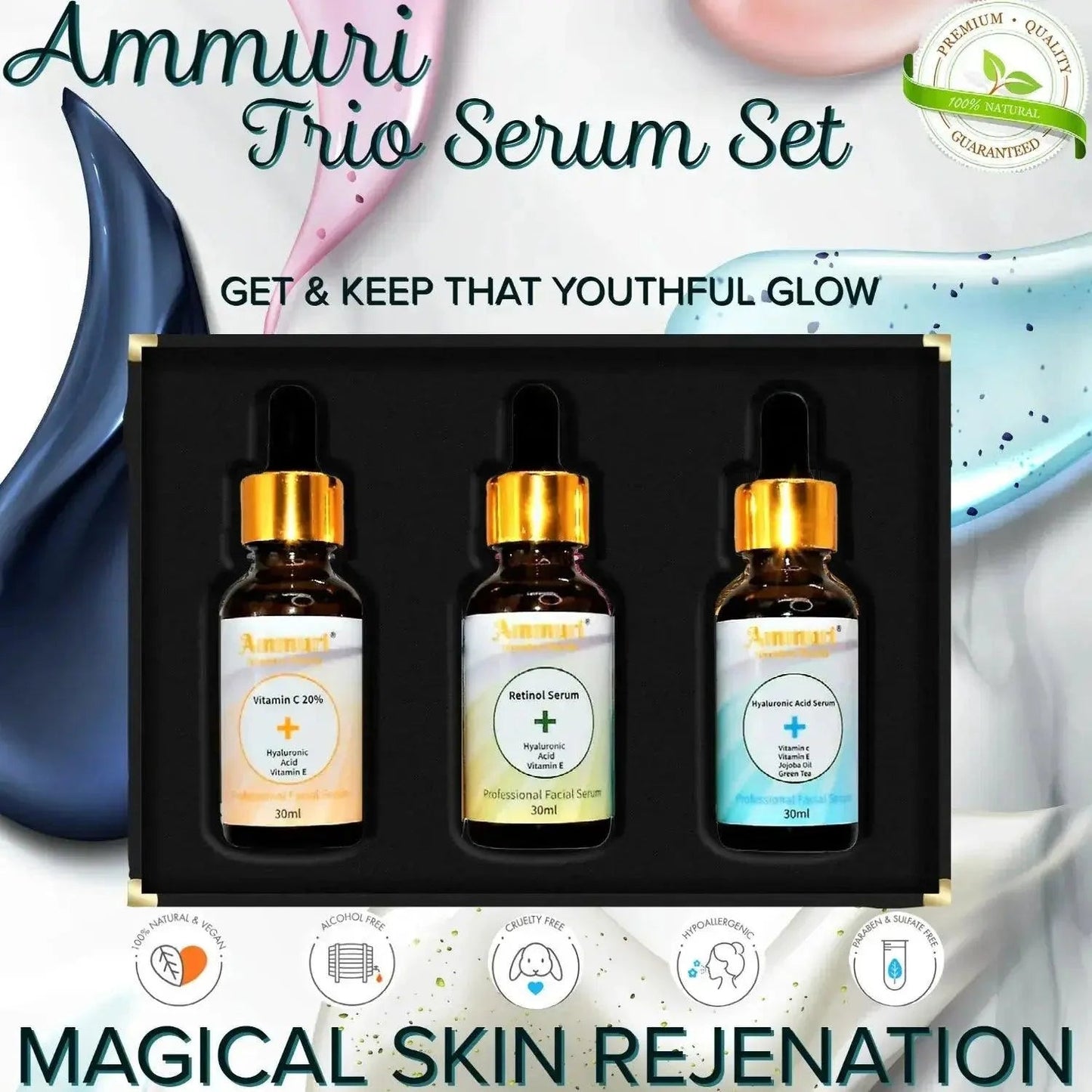 Ammuri Magical Rejuvenation 3 In 1 Trio Serum Vitamin C Hyaluronic Acid Retinol - Herbalshire Handmade Herbal Products