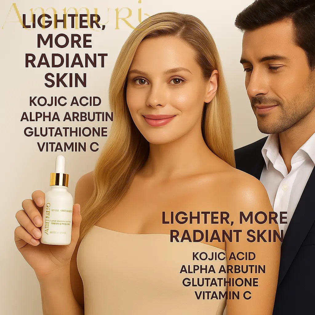 Ammuri Premium Whitening & Brightening Serum 30ml – Kojic Acid, Tranexamic Acid, Alpha Arbutin, Vitamin C & Hyaluronic Acid | Dark Spot Corrector & Hyperpigmentation Treatment – Korean Face Serum - Herbalshire Handmade Herbal Products