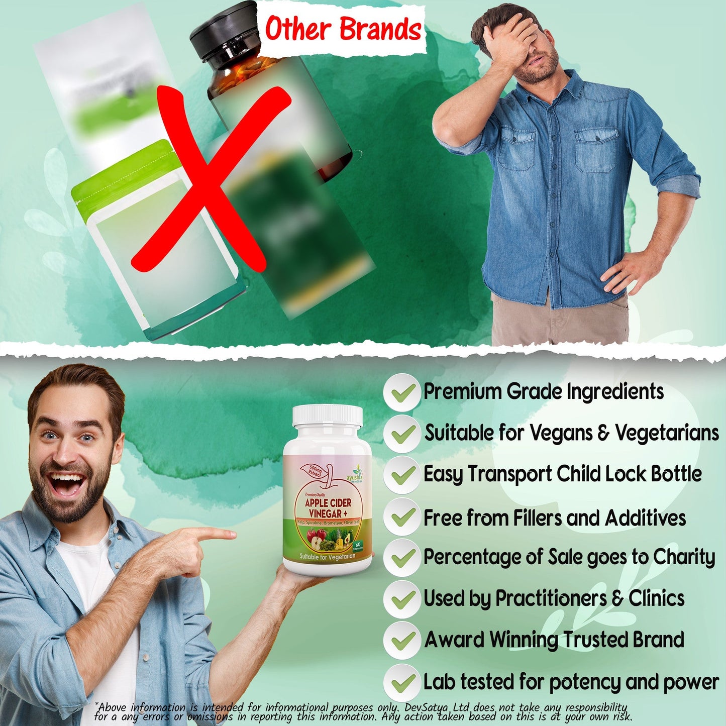 Apple Cider Vinegar Capsule with Kelp, Spirulina, Bromelain, Olive Leaf - Herbalshire Handmade Herbal Products