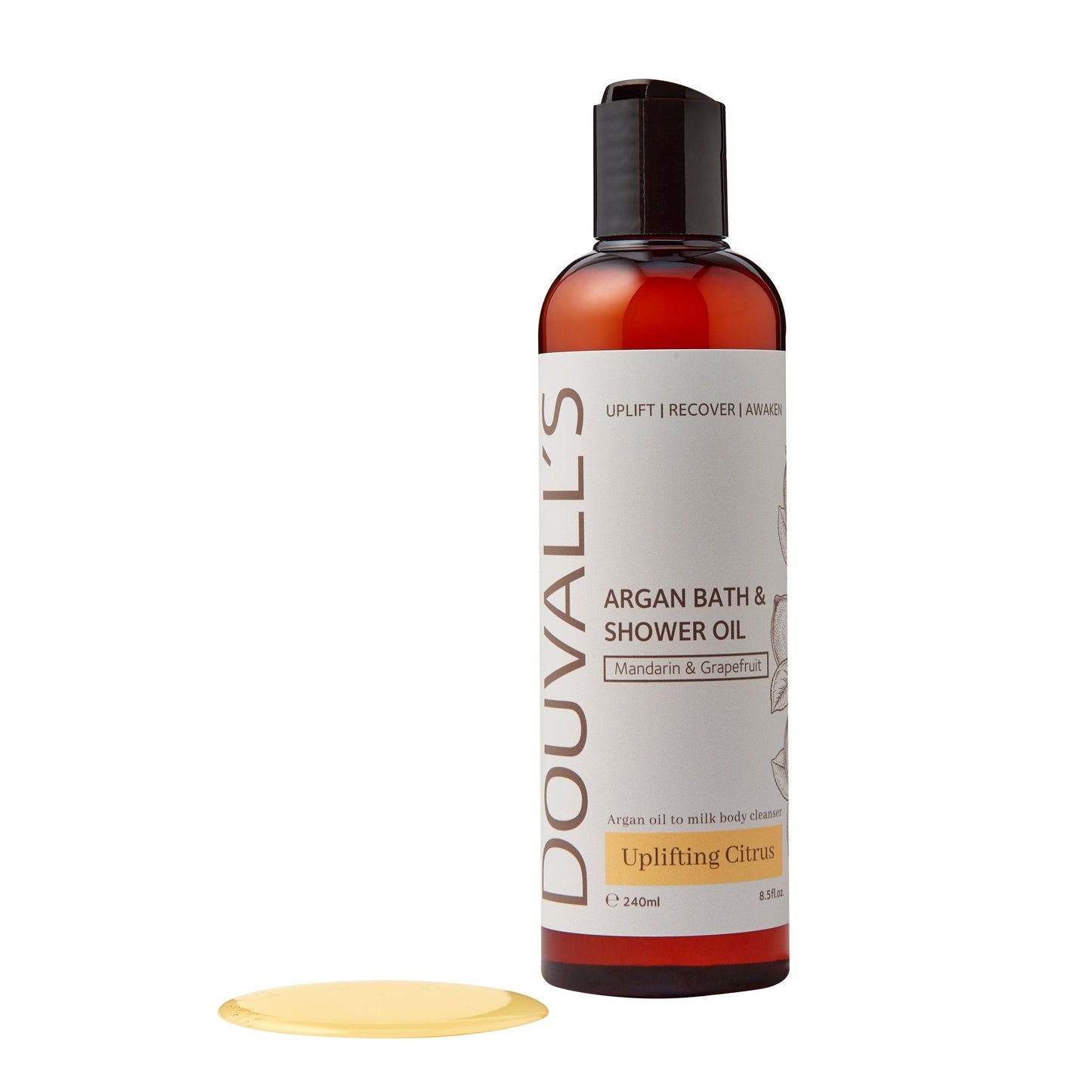 Argan Bath and Shower oil 240ml - Uplifting Citrus | Luxurious and Nourishing Body Cleanser - Herbalshire Handmade Herbal Products