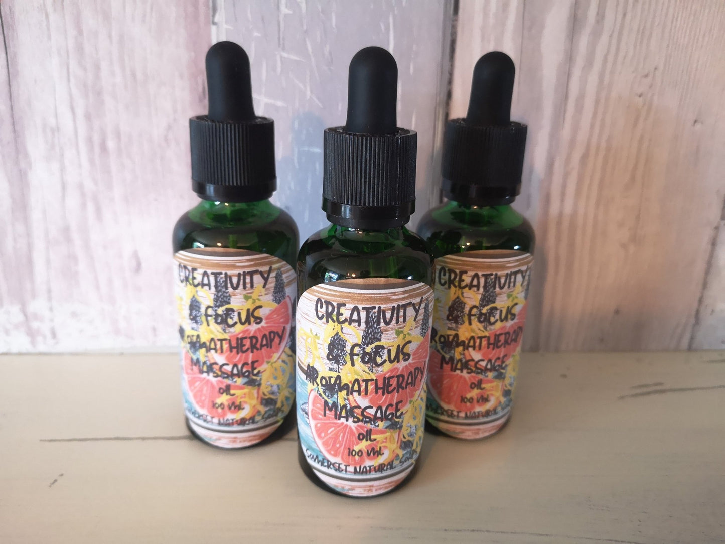 Aromatherapy massage oil Creativity & Focus - Herbalshire Handmade Herbal Products