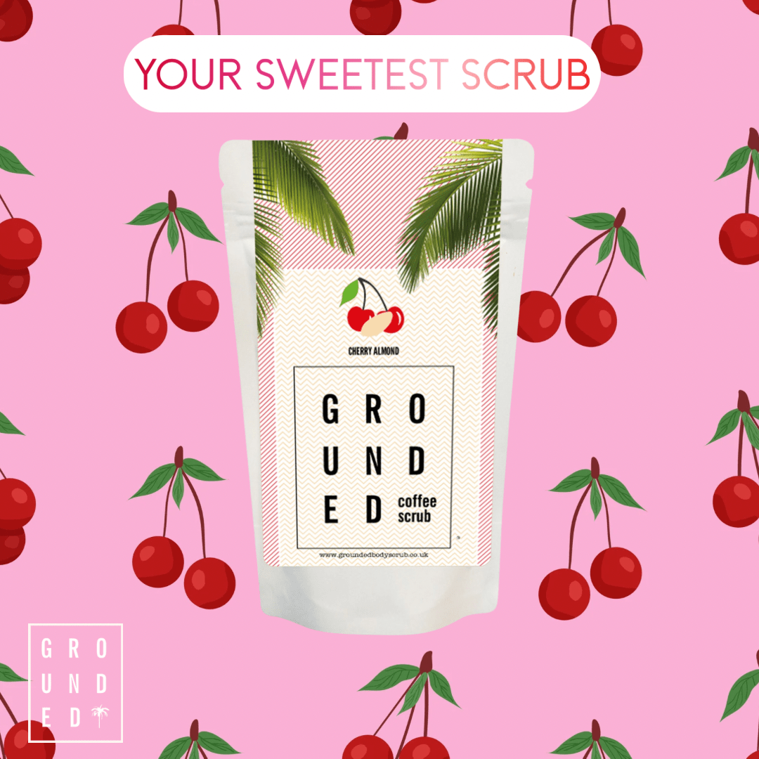 Cherry Almond Coffee Body Exfoliating Scrub (200g) - Herbalshire Handmade Herbal Products