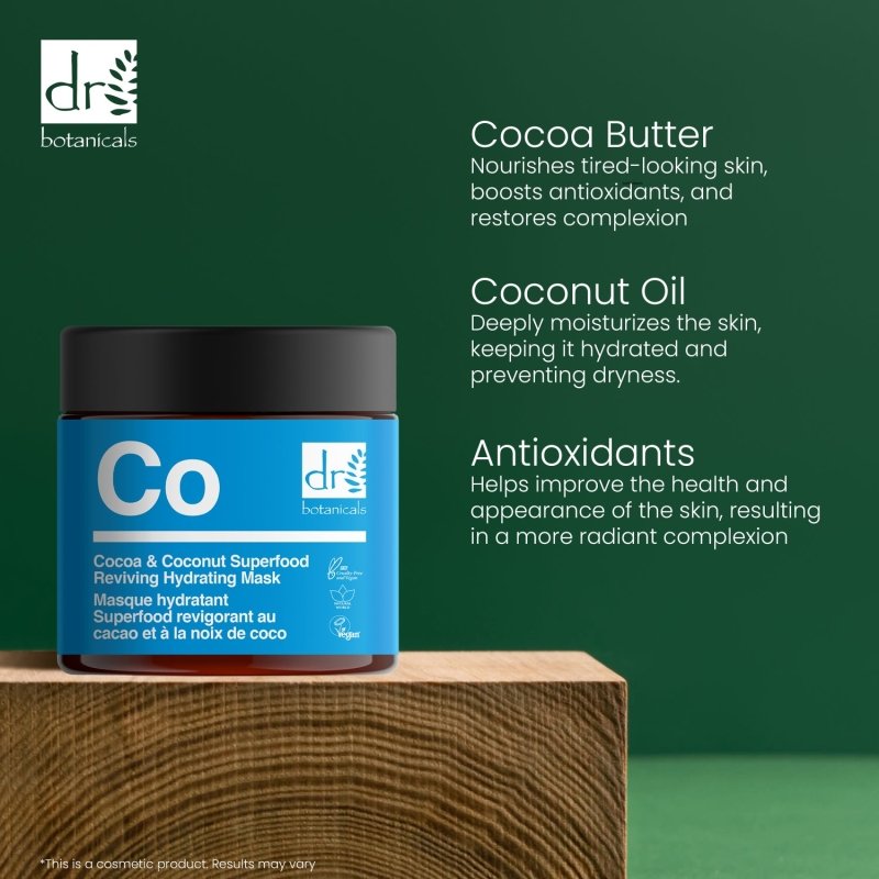Cocoa & Coconut Superfood Reviving Hydrating Mask 60ml - Herbalshire Handmade Herbal Products