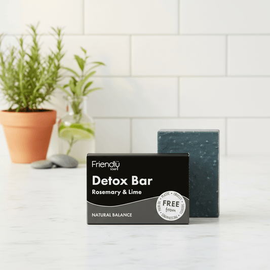 Detox Bar – Activated Charcoal, Rosemary & Lime | Handmade Natural Soap for Deep Cleansing & Fresh Skin | Vegan & Plastic - Free – 95g - Herbalshire Handmade Herbal Products