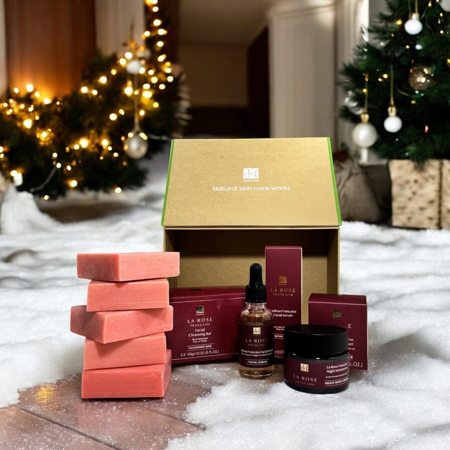 Dr Botanicals Anti - Ageing La Rose Francaise Evening Skincare Christmas Gift Set - Herbalshire Handmade Herbal Products