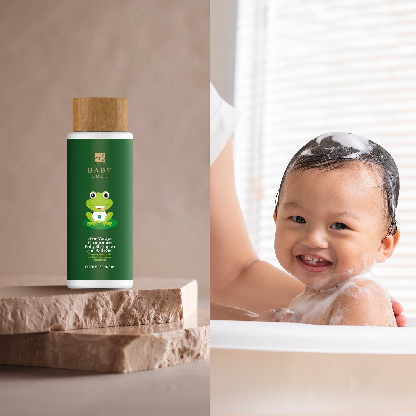 Dr Botanicals Baby Lux Aloe Vera & Chamomile Baby Shampoo & Bath Gel 200ml Twin Value Savings Pack - Herbalshire Handmade Herbal Products