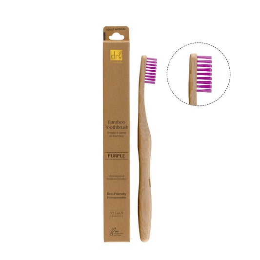 Dr Botanicals Bamboo Toothbrush Purple Twin Value Savings Pack - Herbalshire Handmade Herbal Products