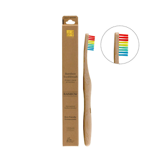 Dr Botanicals Bamboo Toothbrush Rainbow Twin Value Savings Pack - Herbalshire Handmade Herbal Products