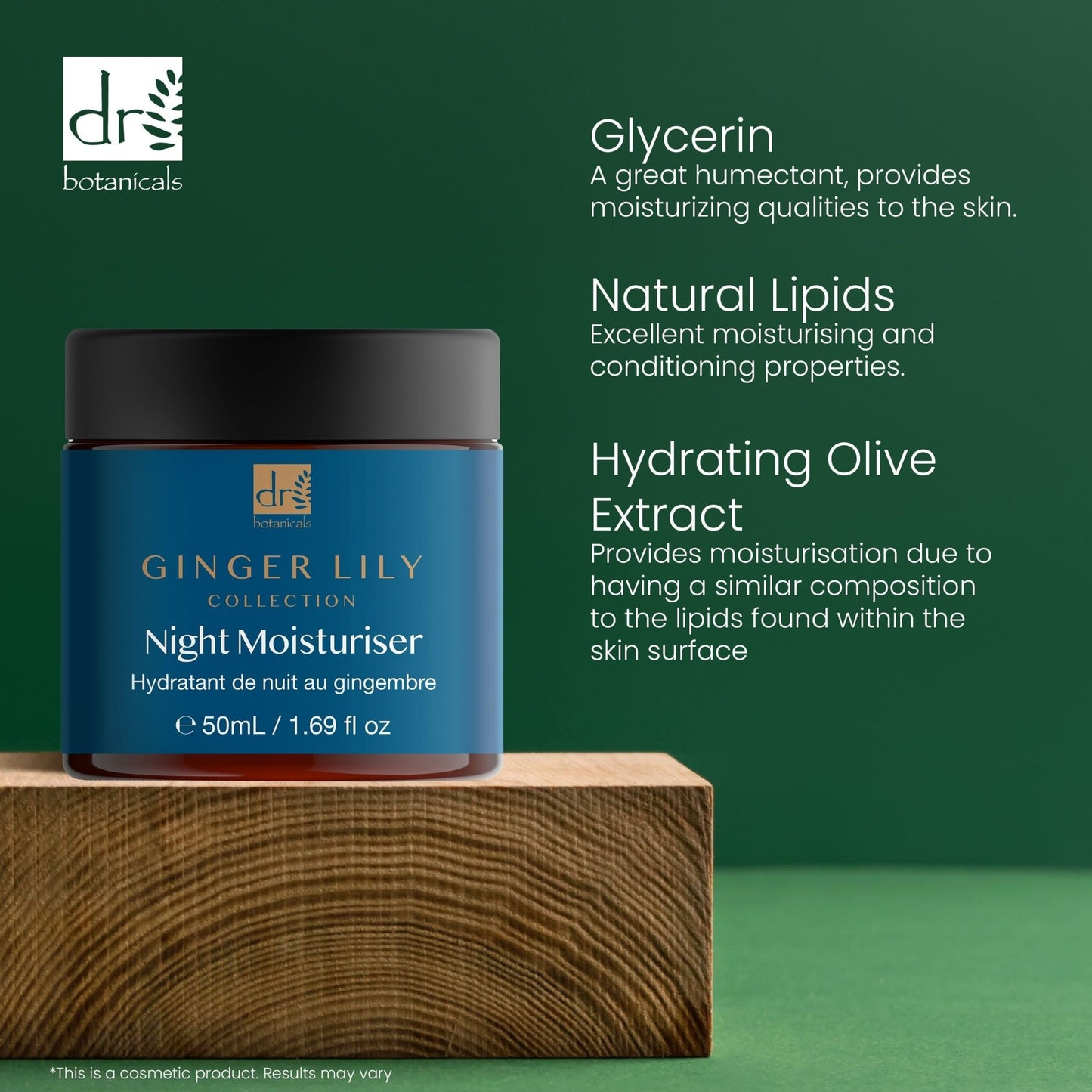 Dr Botanicals Gingerlily Night Moisturiser 50ml Twin Value Savings Pack - Herbalshire Handmade Herbal Products