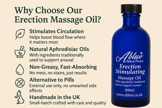 Natural Aphrodisiac Erection Massage Oil for Men - Boost Arousal Naturally! - Herbalshire Handmade Herbal Products