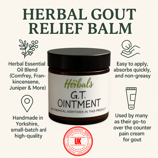 Gout Treatment Herbal Cream - Natural Pain Relief for Gout Arthritis - Handmade - Herbalshire Handmade Herbal Products