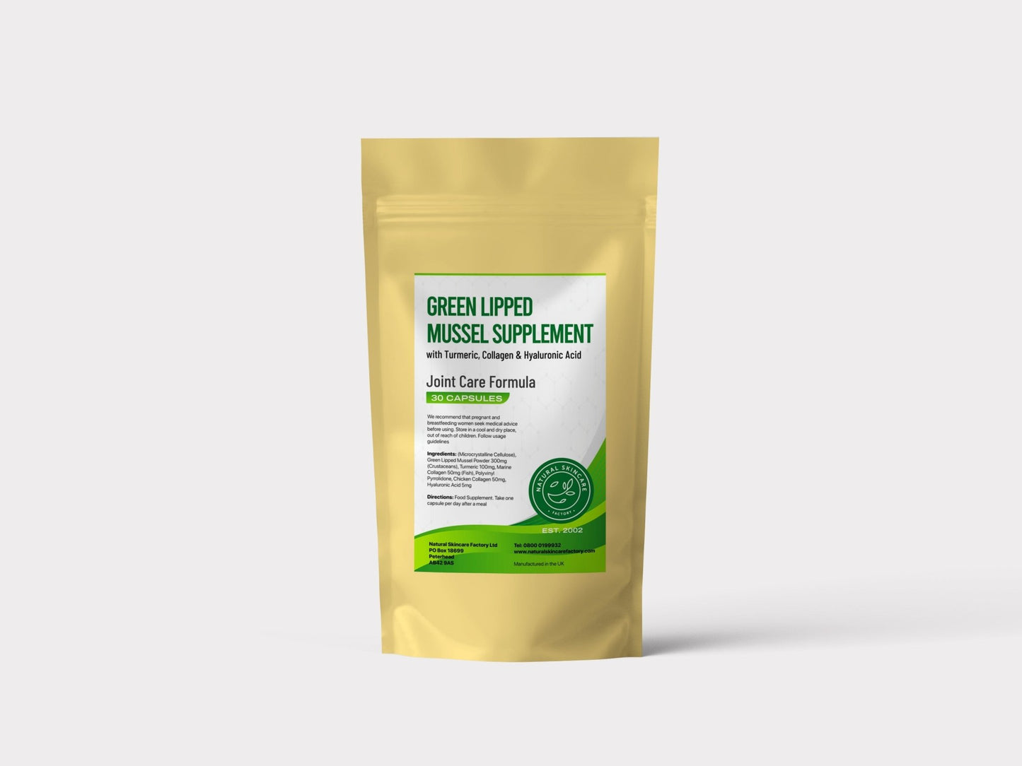 Green Lipped Mussel with Hyaluronic Acid, Turmeric & Collagen - Herbalshire Handmade Herbal Products