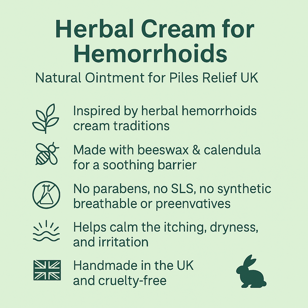Herbal Cream for Hemorrhoids – Natural Piles Balm UK – Shrink Relief Ointment - Herbalshire Handmade Herbal Products