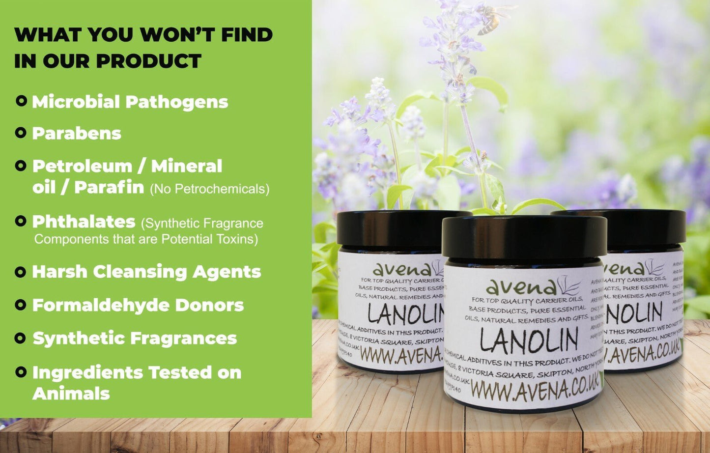 High - Purity Refined Lanolin - Pharmaceutical Grade Skin Moisturiser & Healer - Herbalshire Handmade Herbal Products