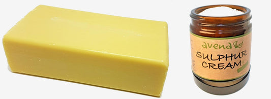 Natural Handmade Sulphur Soap & Cream Set – Herbal Acne Treatment – 200g Bar + Cream | Herbalshire - Herbalshire Handmade Herbal Products