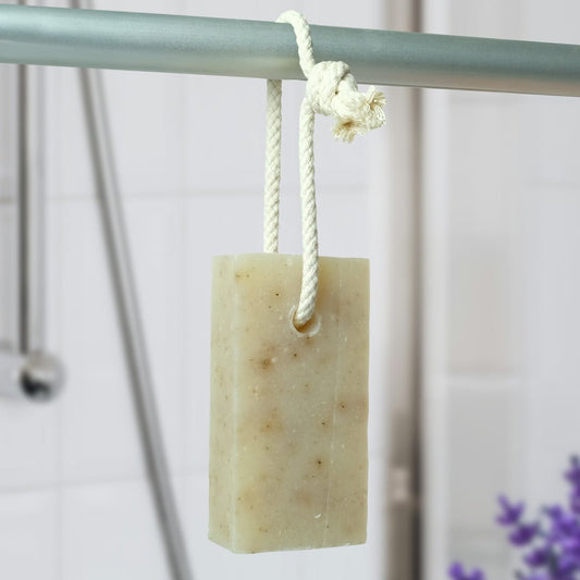 Natural Soap On A Rope - 'Classic' Lavender 125g - Herbalshire Handmade Herbal Products