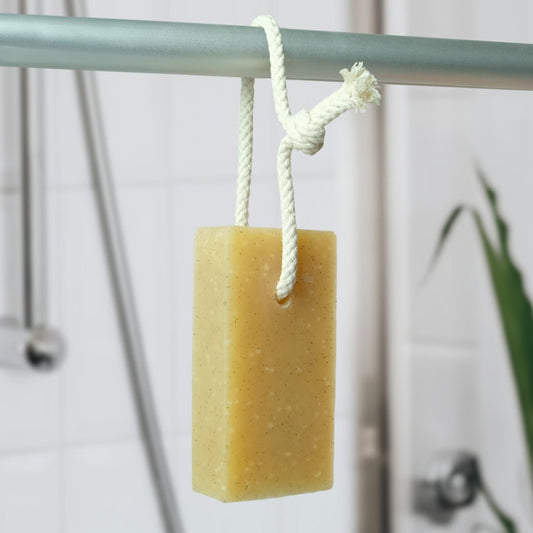 Natural Soap On A Rope - 'Zingy' Lemongrass 125g - Herbalshire Handmade Herbal Products
