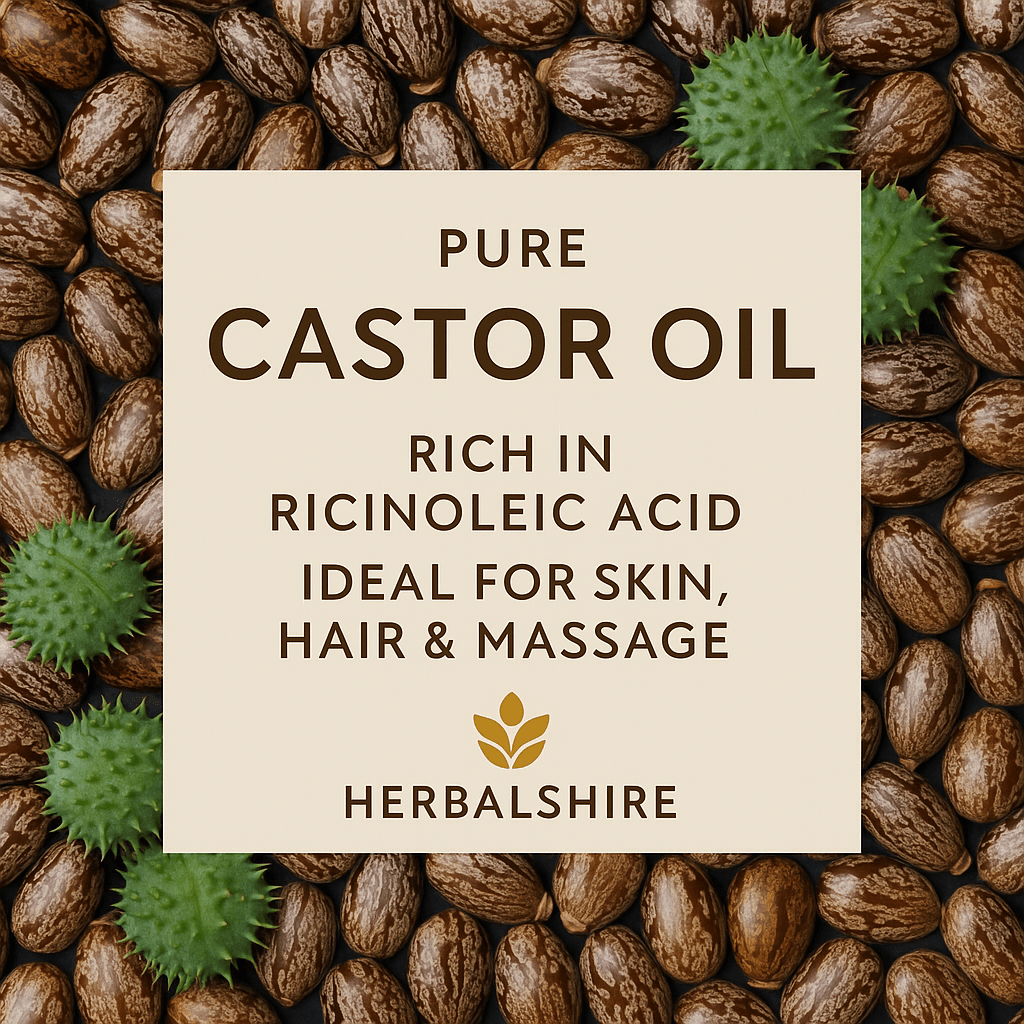 Pure Castor Oil – Cold - Pressed Natural Carrier Oil for Skin, Hair & Massage – Handmade in Yorkshire - Herbalshire Handmade Herbal Products