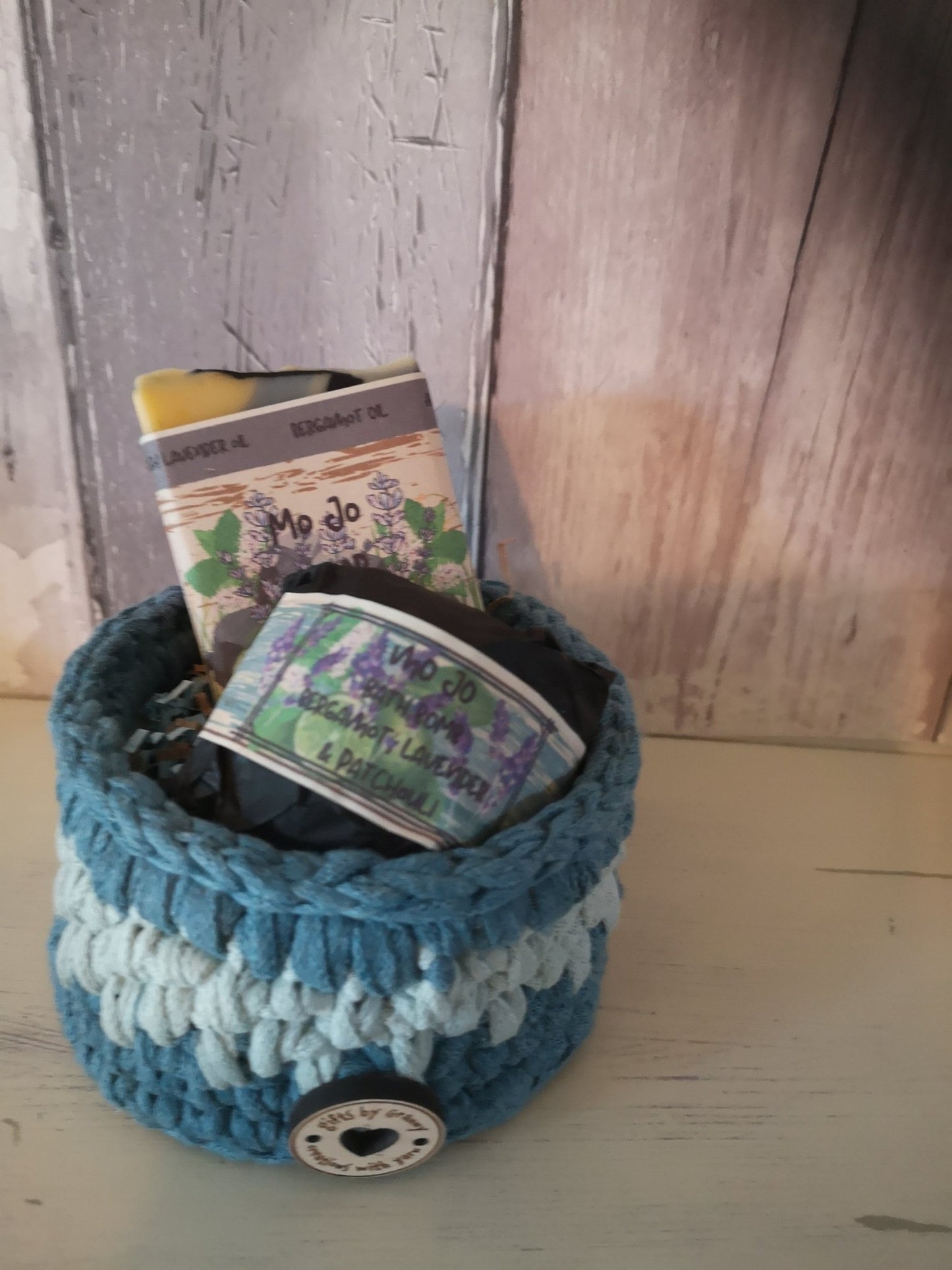 Recycled Cotton Basket Mo Jo Gift set - Herbalshire Handmade Herbal Products