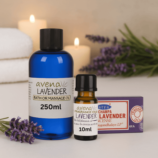 Relax & Unwind Trio – Lavender Bubble Bath, Essential Oil & Incense Gift Set - Herbalshire Handmade Herbal Products