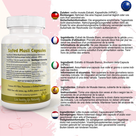 Safed Musli Capsule (Chlorophytum Borivilianum) - Herbalshire Handmade Herbal Products