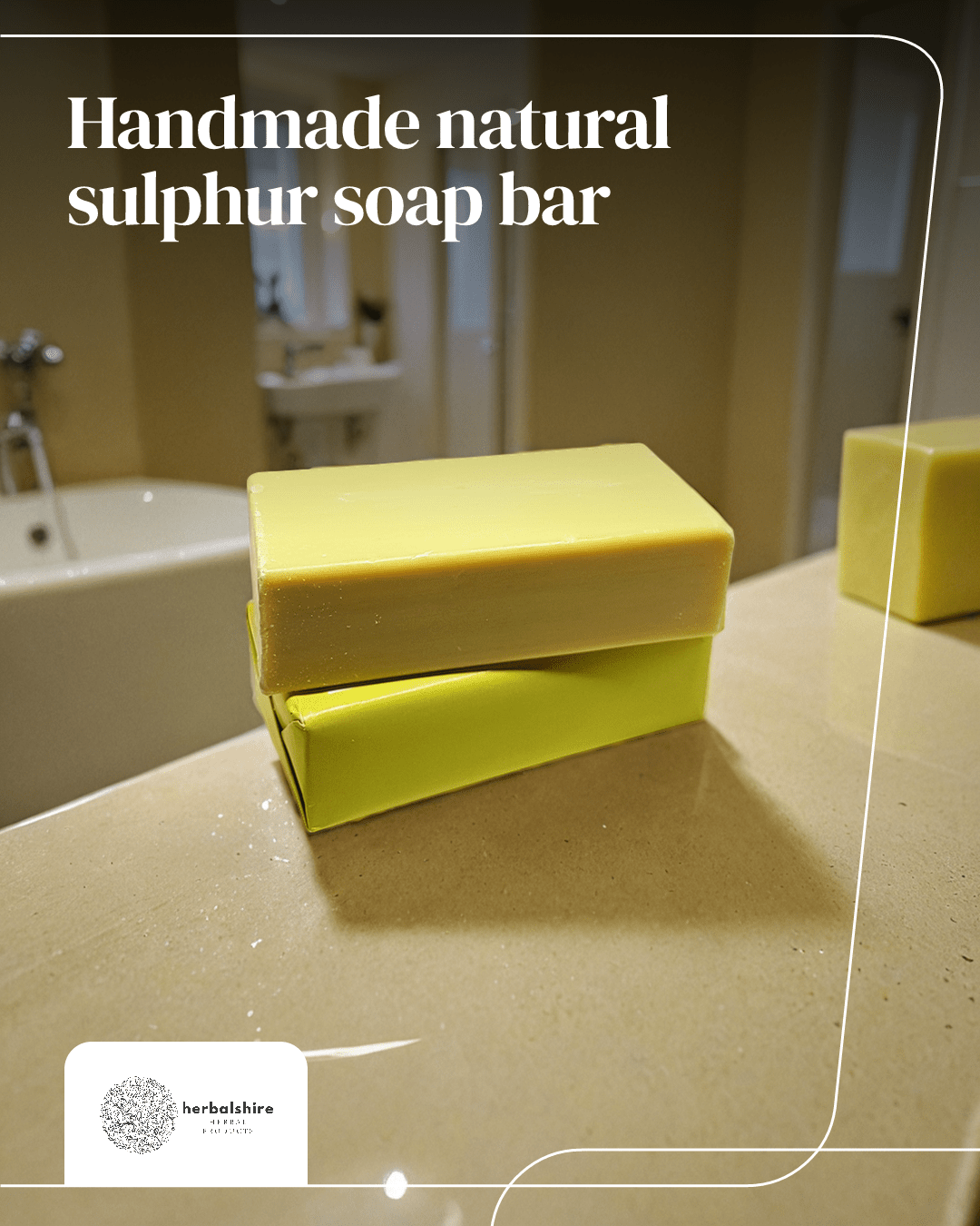 Sulphur Soap – 200g Acne, Scabies, Rosacea Eczema Relief 10% Sulfur - Herbalshire Handmade Herbal Products
