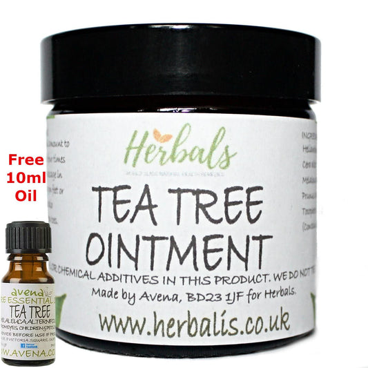 Tea Tree Cream 60ml Natures Powerful Antiseptic Antifungal Use + Free Oil 10ml - Herbalshire Handmade Herbal Products