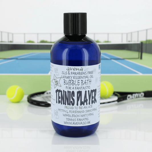 Tennis Player’s Gift Bubble Bath – 250ml | Handmade Relaxing Bath Soak for Sports Recovery – SLS & Paraben Free, Vegan, Yorkshire - Made - Herbalshire Handmade Herbal Products