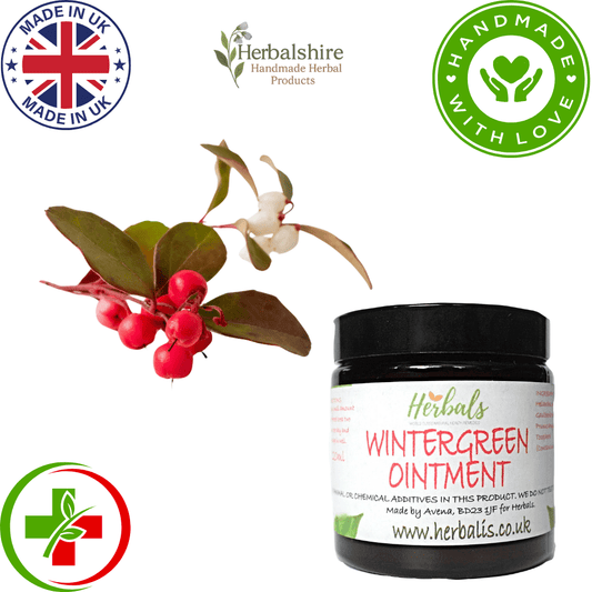 Wintergreen Cream Ointment – Muscle Rub Pain Relief – Handmade UK Salve Balm - Herbalshire Handmade Herbal Products