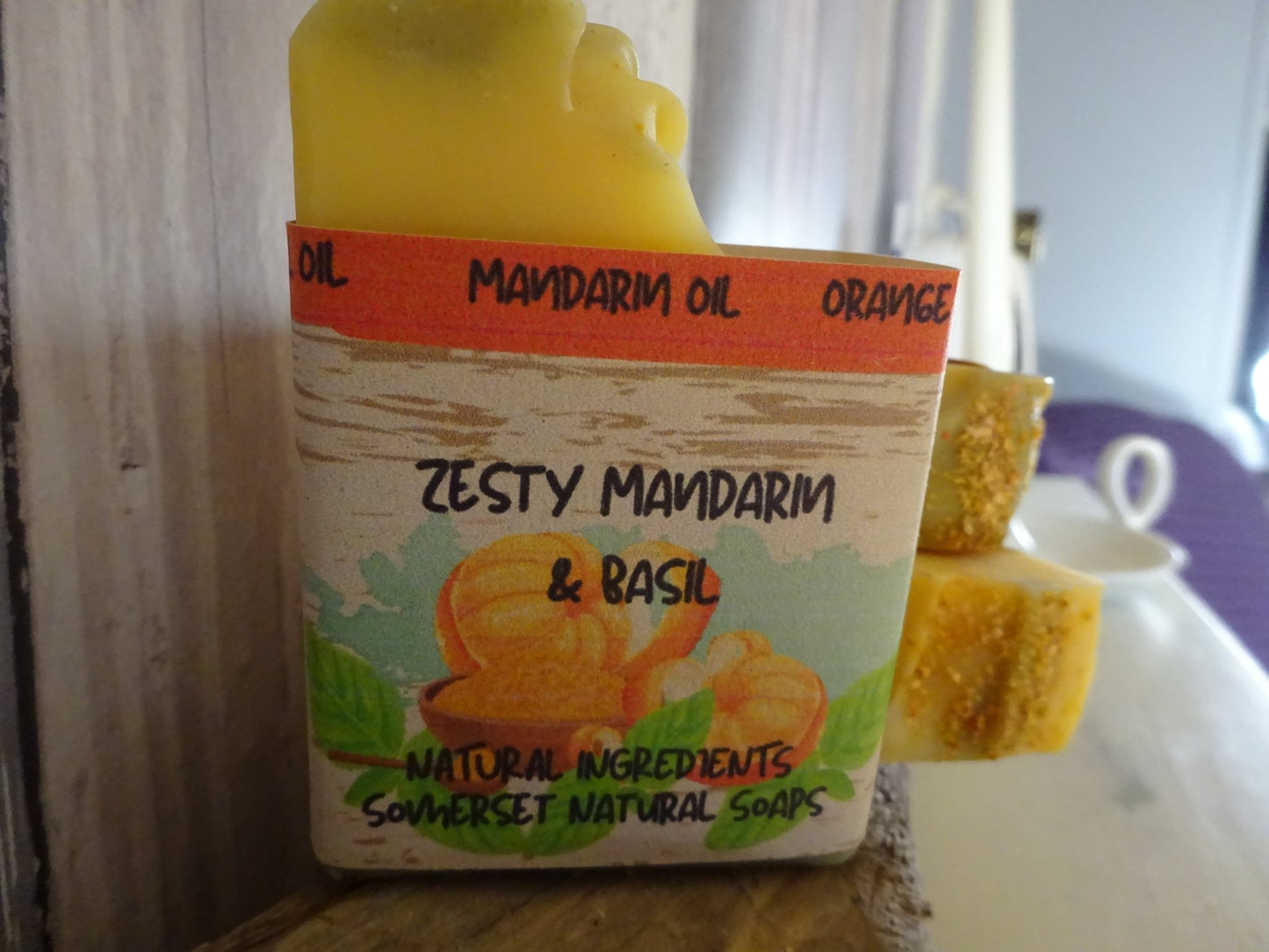 Zesty Mandarin & Basil vegan Soap - Herbalshire Handmade Herbal Products