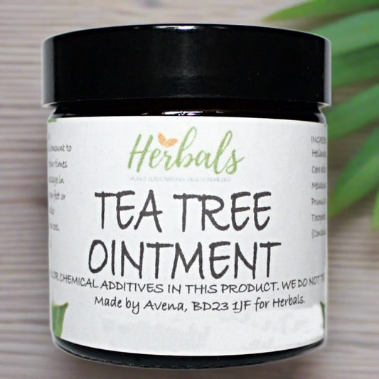 Tea Tree Ointment – Natural Balm for Acne, Psoriasis, Eczema & Skin Tags – 60ml / 120ml / 200ml - Herbalshire Handmade Herbal Products