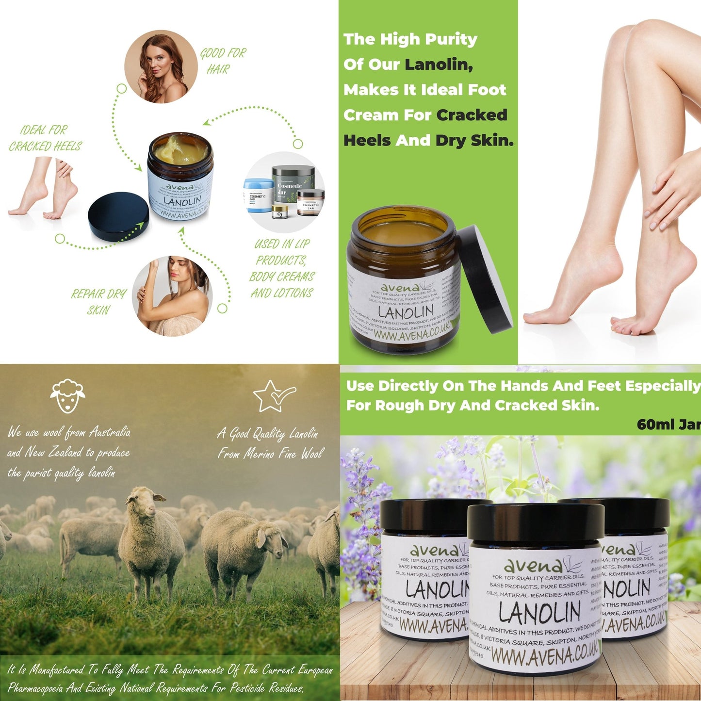Ultra - Pure Lanolin Cream Balm – Pharmaceutical Grade Moisturiser for Dry, Cracked Skin, Lips, Hands & Heels – 100% Natural Lanolin Lip Balm & Skin Repair - Herbalshire Handmade Herbal Products