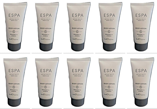 10 x ESPA Bergamot & Jasmine Body Lotion 30ml – Luxurious Mini Set, Hydrating - Herbalshire Handmade Herbal Products