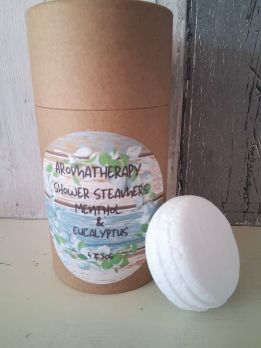 4 pack Aromatherapy Shower Steamers Menthol & Eucalyptus - Herbalshire Handmade Herbal Products