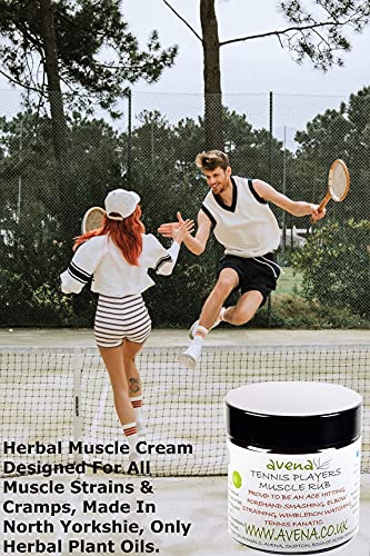 Tennis Players' Muscle Rub - Natural Herbal Massage Balm Cream for Tennis Enthusiasts, Handmade in Yorkshire, Chemical-Free