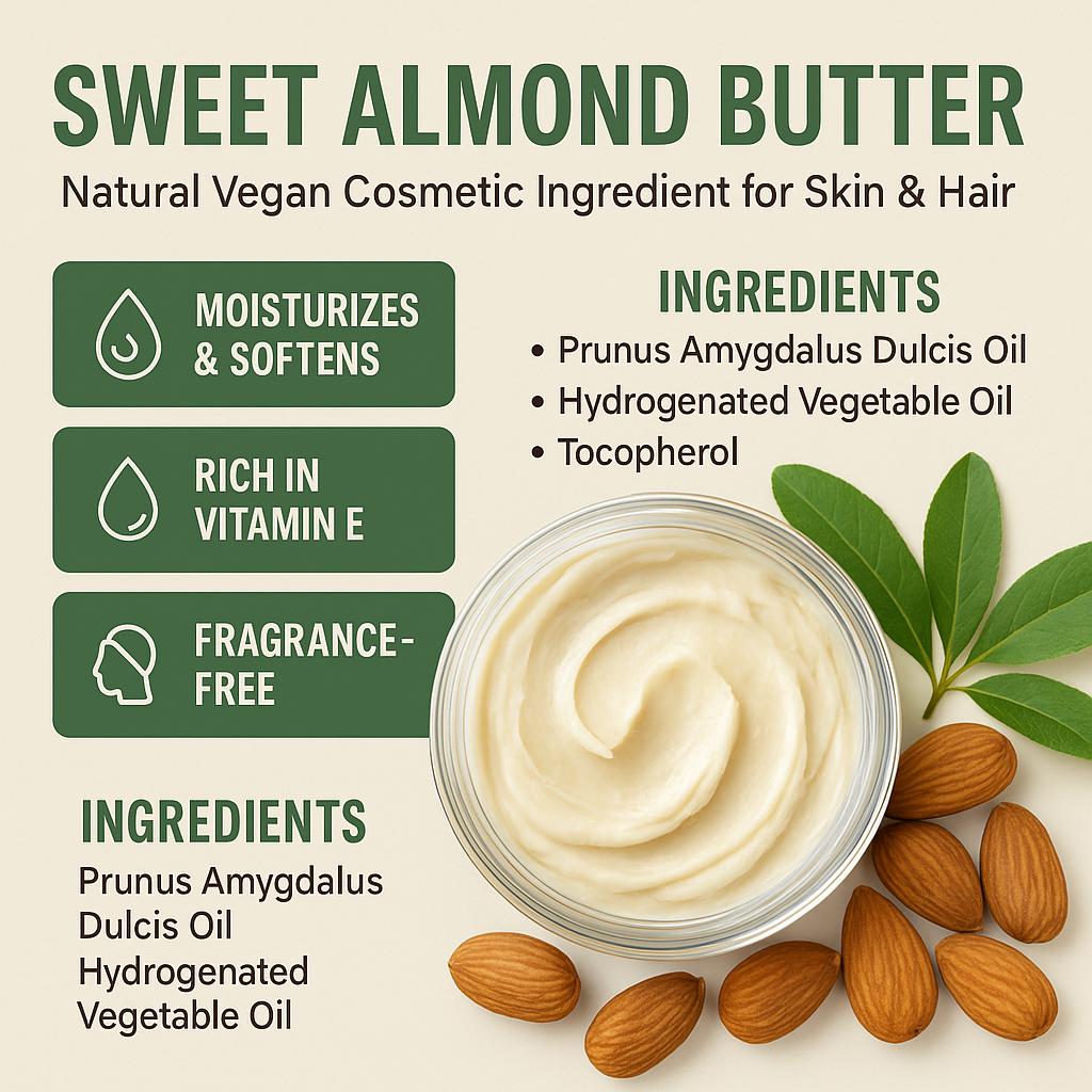 Sweet Almond Butter for Skin – Vegan Emollient Base for Creams & Hair 5kg - 25kg