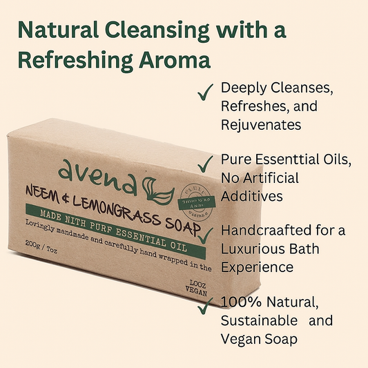 Neem Oil & Lemongrass Soap Bar – 200g Natural Antibacterial Vegan Cleanser for Skin & Body – Handmade in the UK