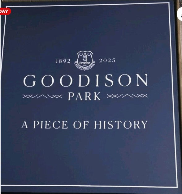 Official Everton FC Goodison Park Wooden Seat – Authentic Stadium Memorabilia (Includes Limited Edition Coaster Set & Bottle Opener)
