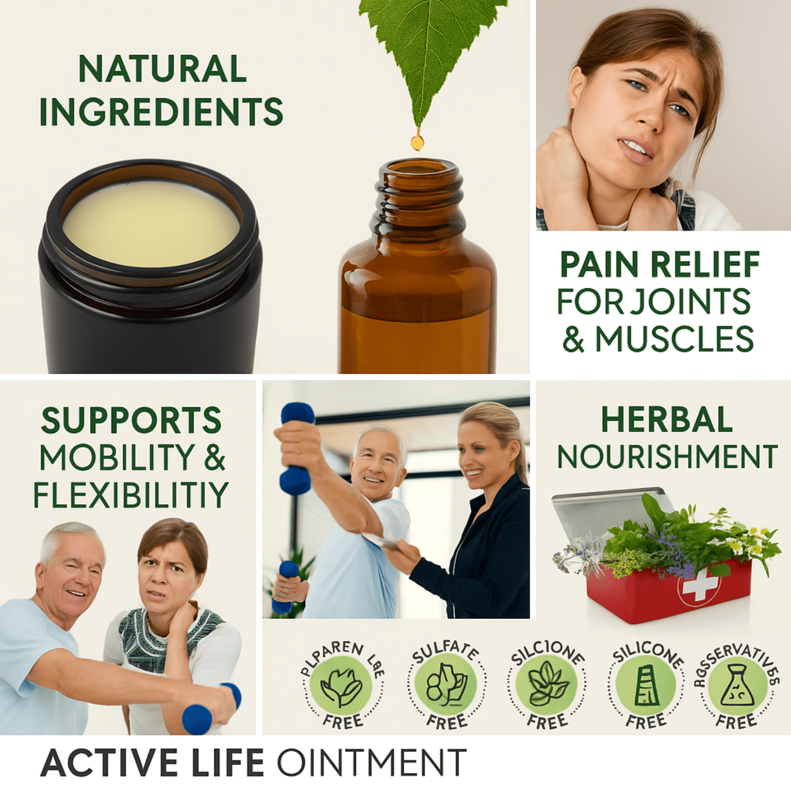 Active Life Ointment 120ml - 100% Natural Arthritis & Joint Pain Relief UK - Herbalshire Handmade Herbal Products