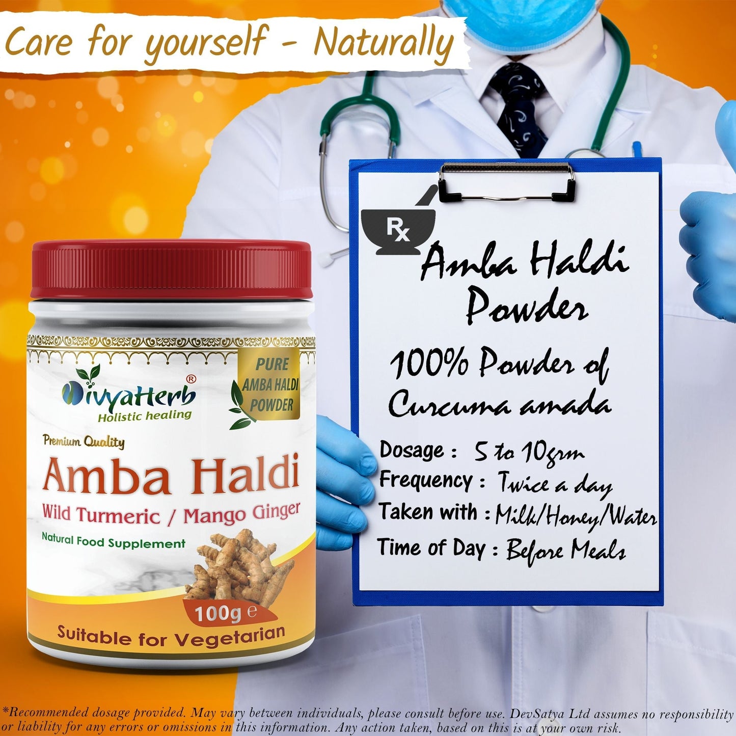 Amba Haldi (Curcuma Amada) Powder - Herbalshire Handmade Herbal Products