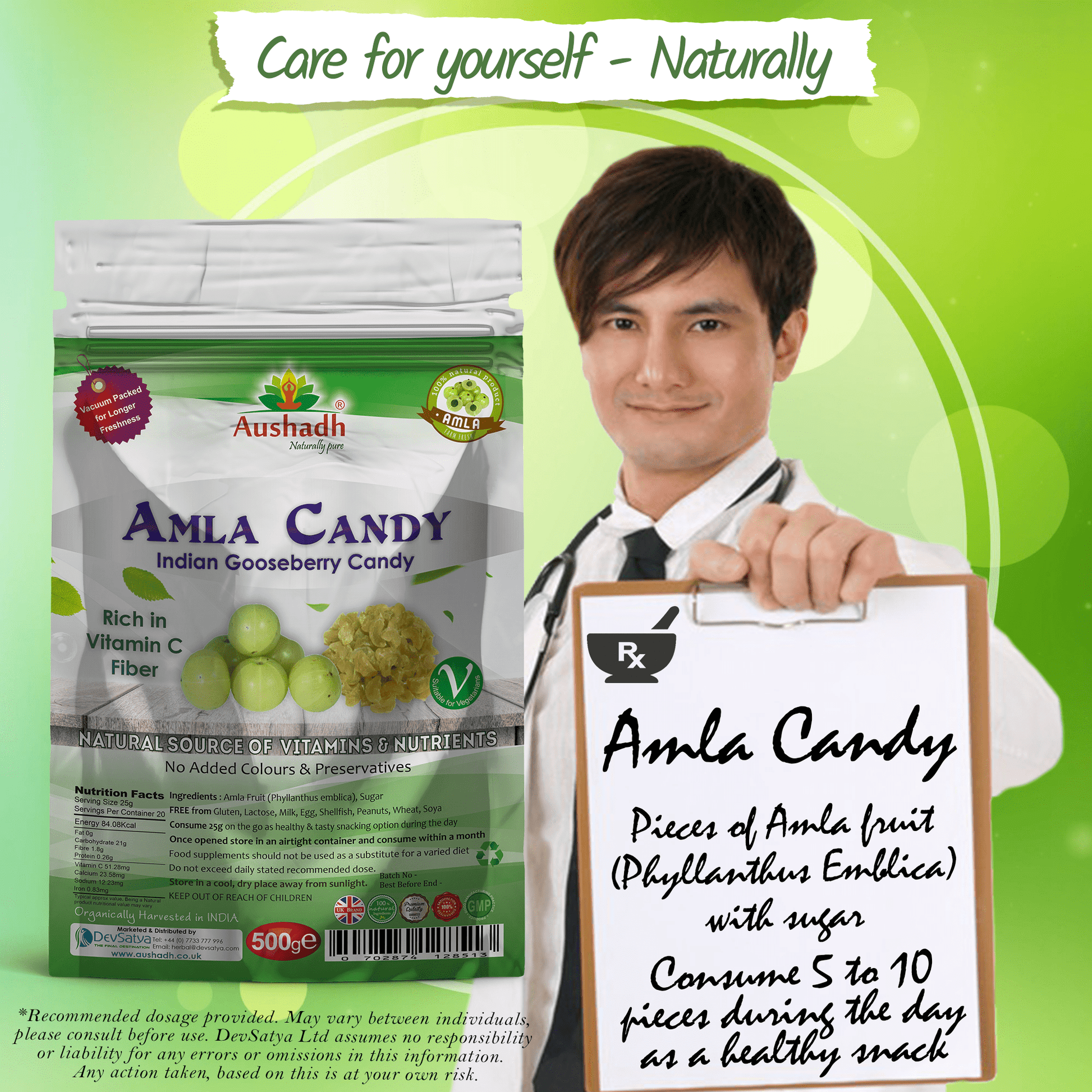 Amla Fruit (Gooseberry) Candy 500grm - Herbalshire Handmade Herbal Products