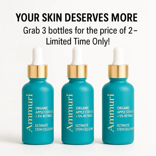 Ammuri 24 - Hour Retinol Serum 5% with Apple Stem Cell – Rejuvenating Face Serum for Anti - Aging, Wrinkles & Mature Skin – Brightening, Hydrating & Smoothing Formula – 30ml - Herbalshire Handmade Herbal Products