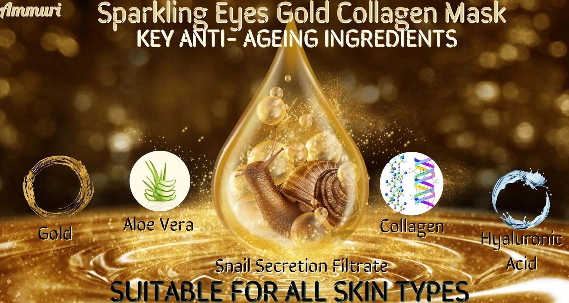 Ammuri 24k Gold Eye Mask for Dark Circles Treatment - Herbalshire Handmade Herbal Products
