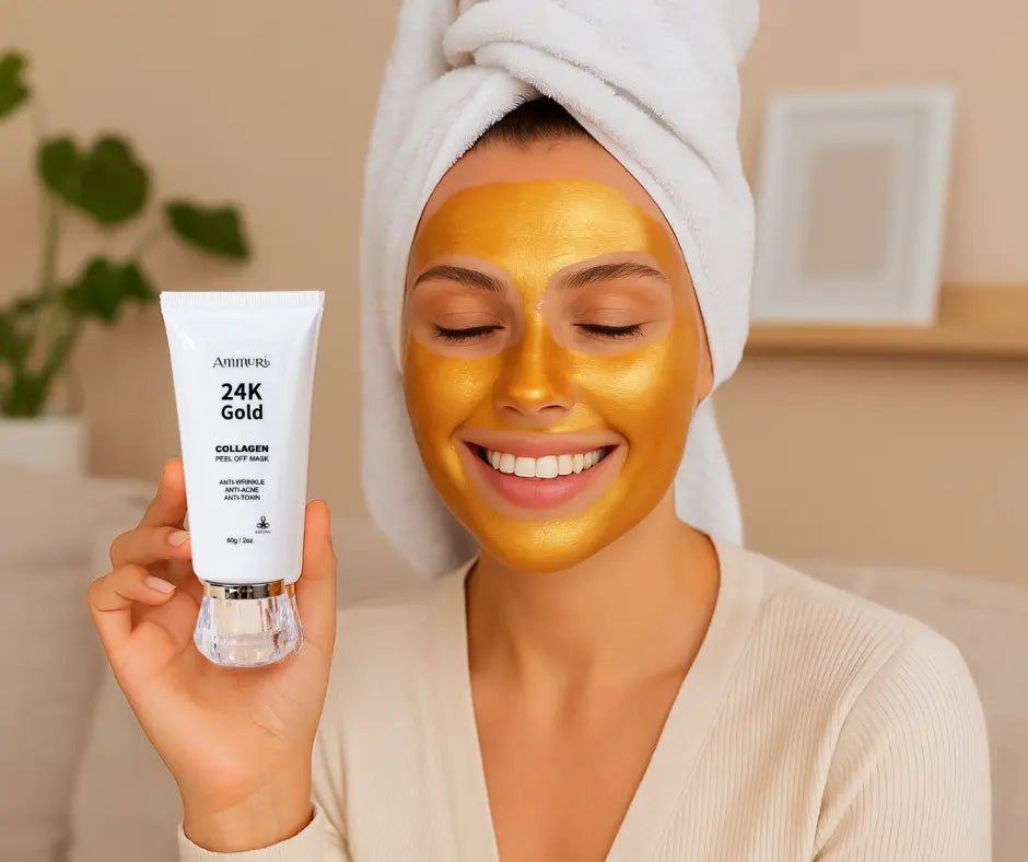 Ammuri 24K Gold Peel - Off Face Mask – Deep Cleansing & Brightening Pore Minimiser (60ml) - Herbalshire Handmade Herbal Products