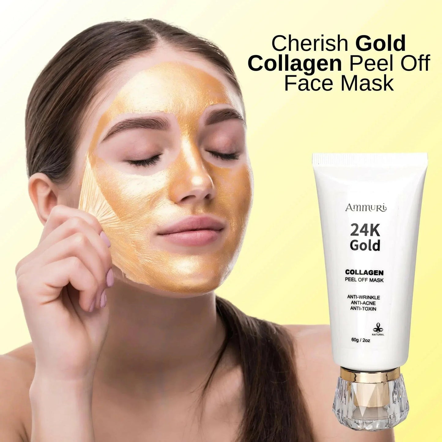 Ammuri 24K Gold Peel - Off Face Mask – Deep Cleansing & Brightening Pore Minimiser (60ml) - Herbalshire Handmade Herbal Products