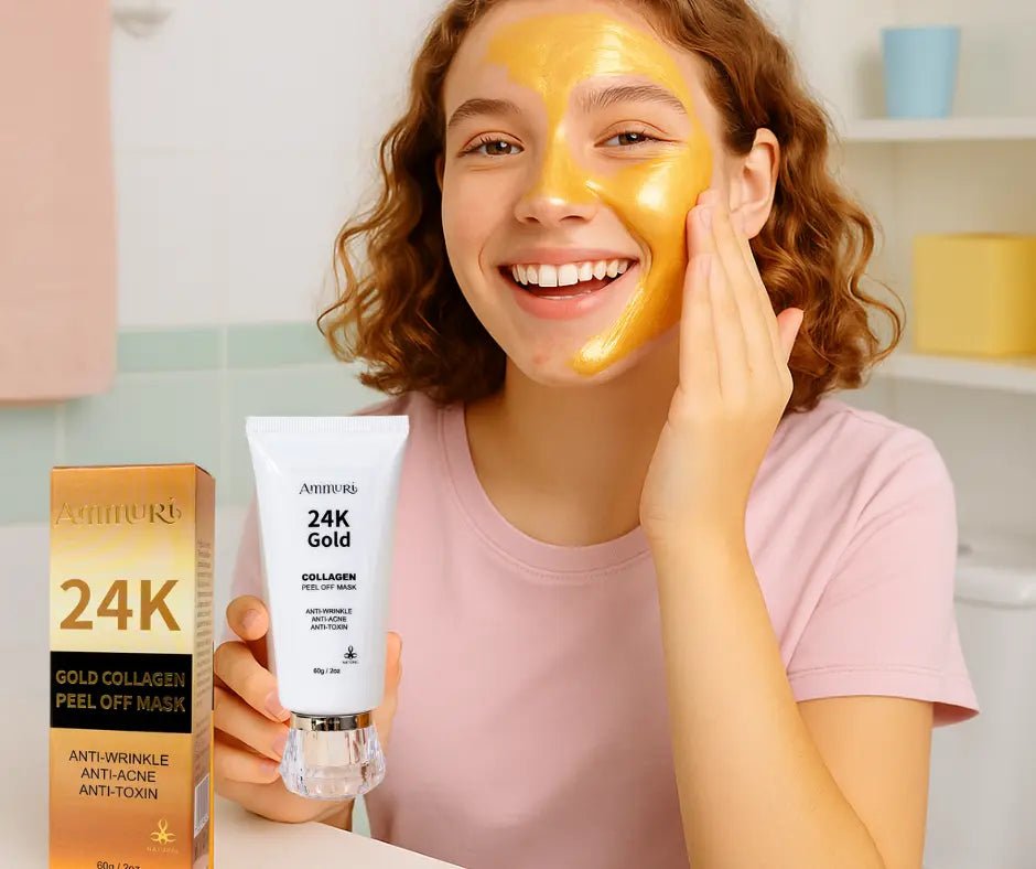 Ammuri 24K Gold Peel - Off Face Mask – Deep Cleansing & Brightening Pore Minimiser (60ml) - Herbalshire Handmade Herbal Products