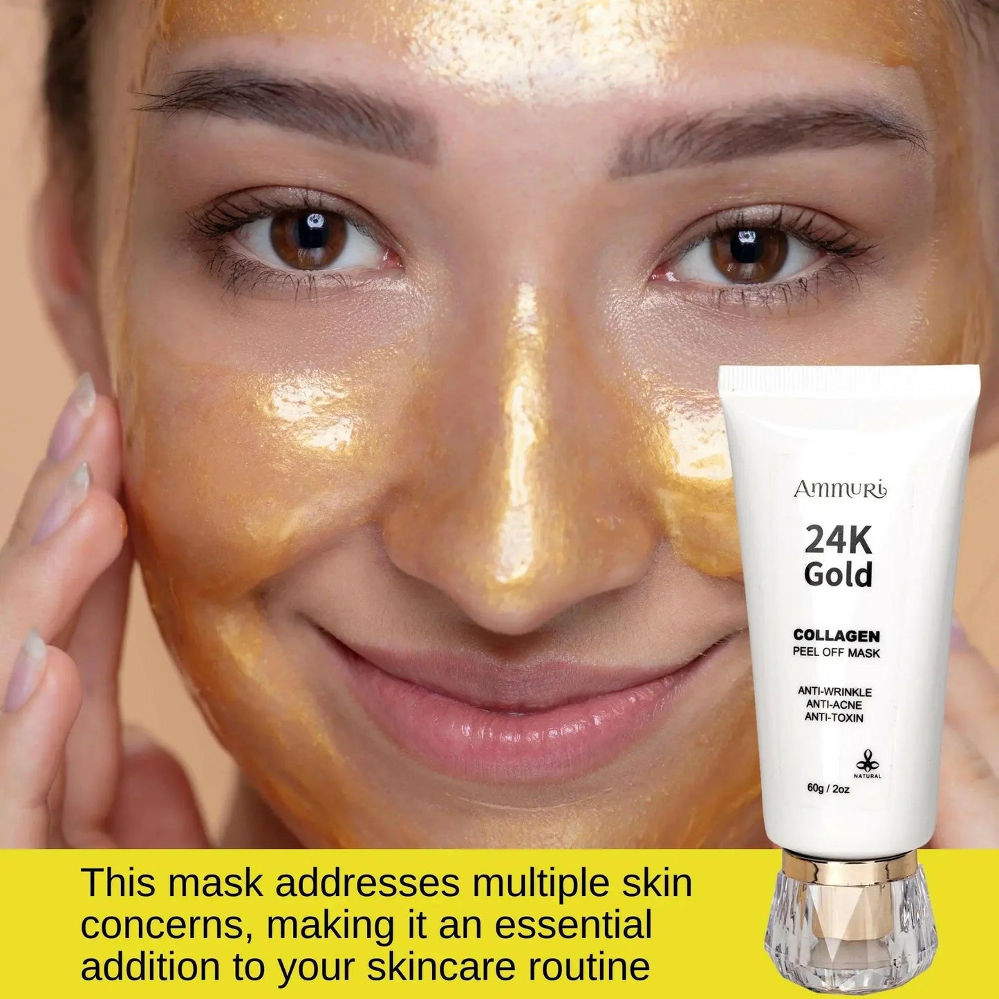 Ammuri 24K Gold Peel - Off Face Mask – Deep Cleansing & Brightening Pore Minimiser (60ml) - Herbalshire Handmade Herbal Products